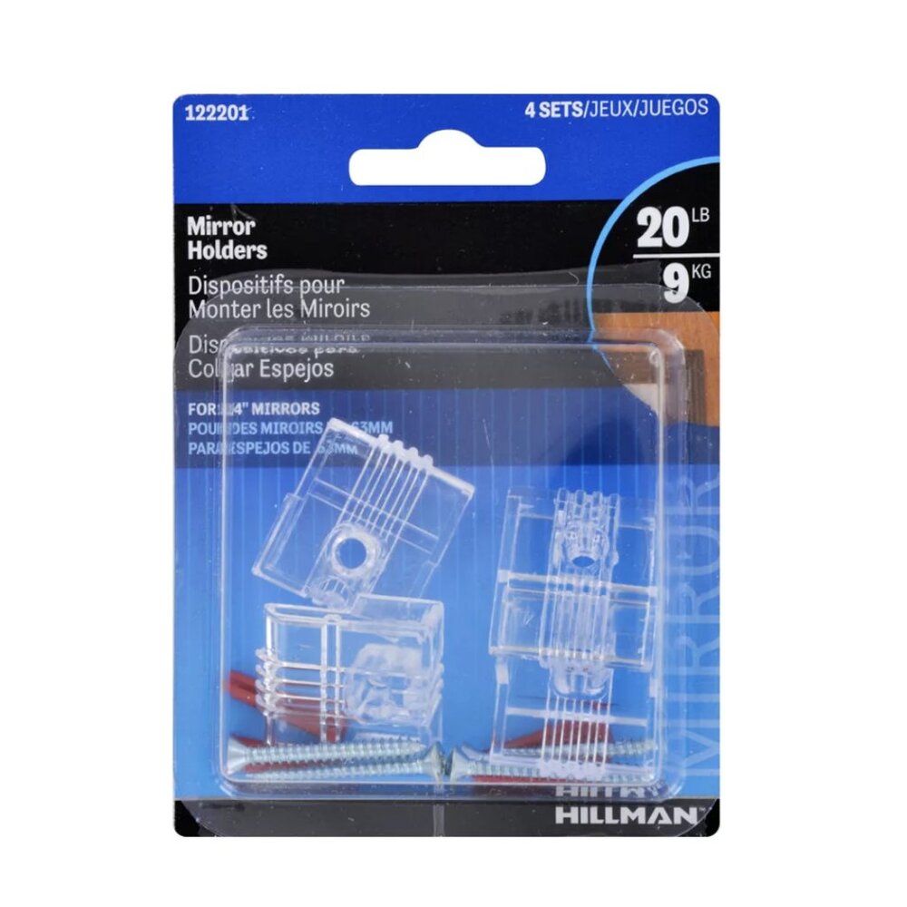 NWT Hillman Anchor Wire Plastic Coated Heavy Duty Mirror Holder Kit 20 lb 4 pk
